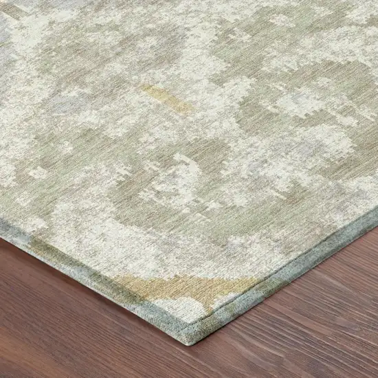 Ivory And Linen Ikat Washable Indoor Outdoor Area Rug Photo 4