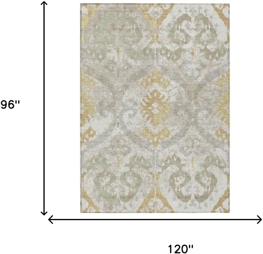 Ivory And Linen Ikat Washable Indoor Outdoor Area Rug Photo 6
