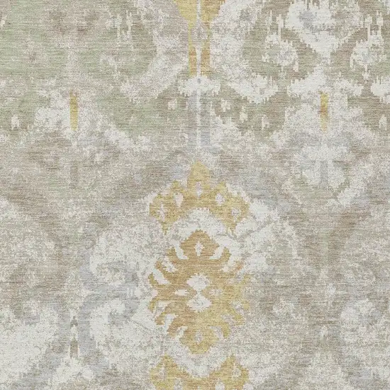 Ivory And Linen Ikat Washable Indoor Outdoor Area Rug Photo 2
