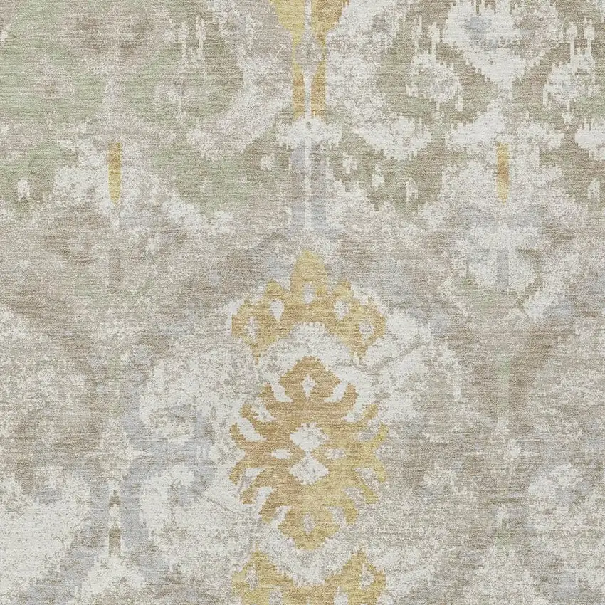 Ivory And Linen Ikat Washable Indoor Outdoor Area Rug Photo 2