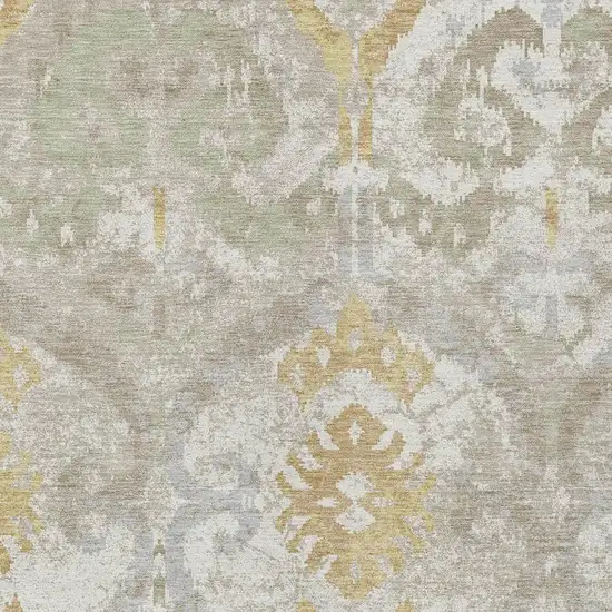 Ivory And Linen Ikat Washable Indoor Outdoor Area Rug Photo 2
