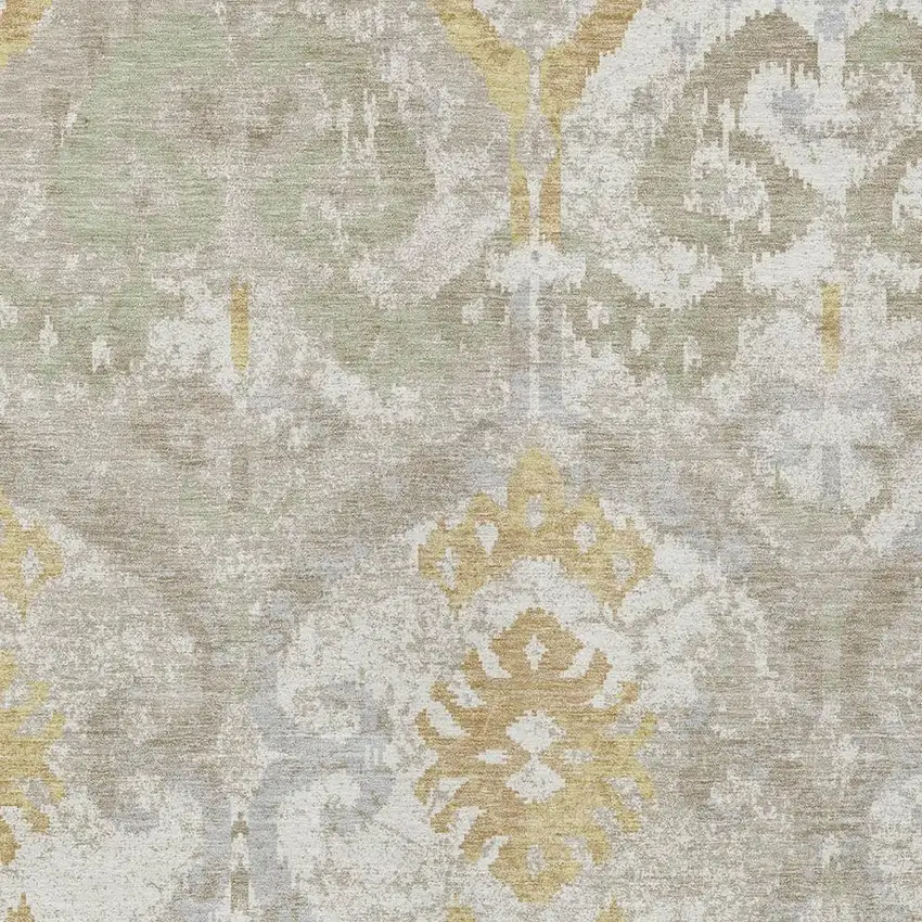 Ivory And Linen Ikat Washable Indoor Outdoor Area Rug Photo 2