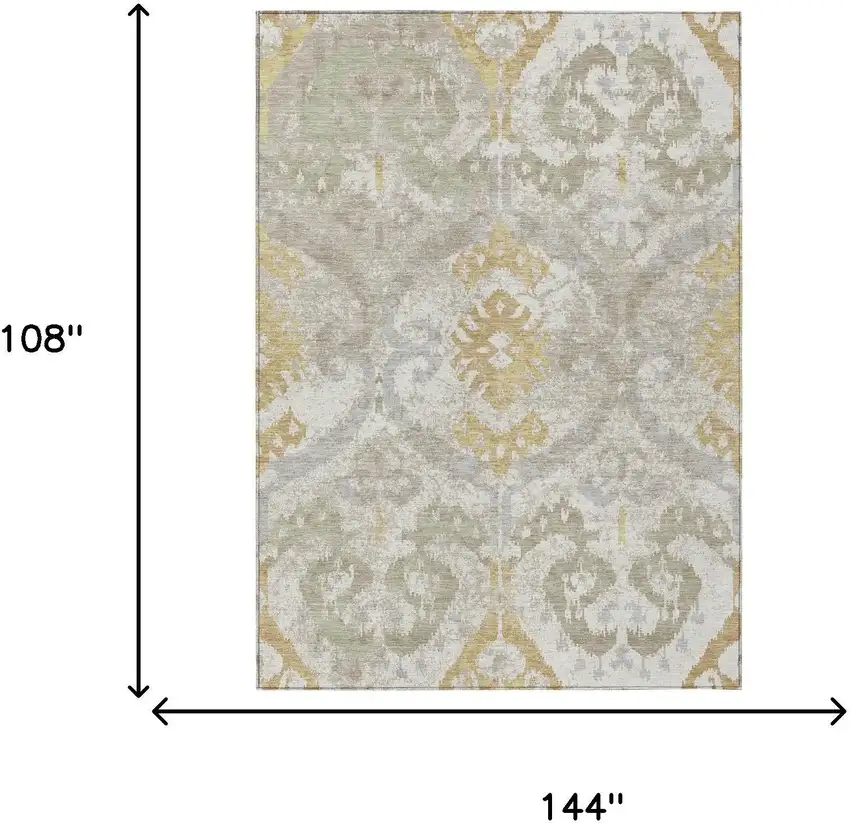 Ivory And Linen Ikat Washable Indoor Outdoor Area Rug Photo 6