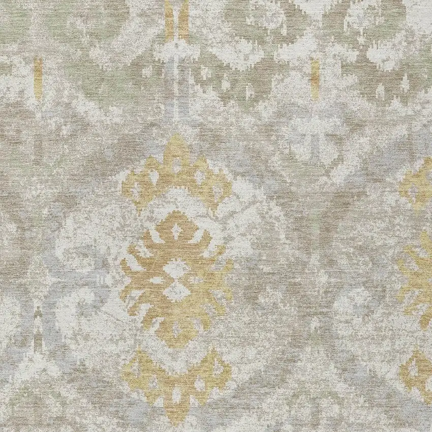 Ivory And Linen Ikat Washable Indoor Outdoor Area Rug Photo 2