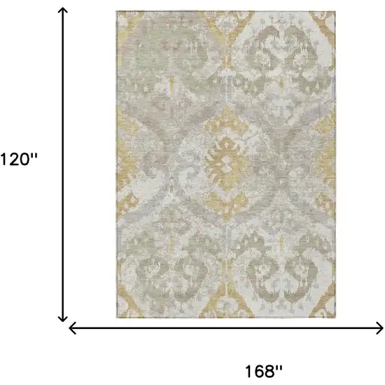 Ivory And Linen Ikat Washable Indoor Outdoor Area Rug Photo 6