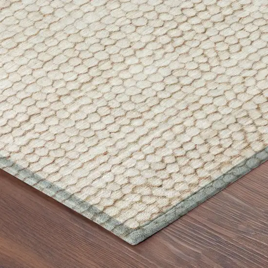 Ivory And Linen Striped Washable Indoor Outdoor Area Rug Photo 5