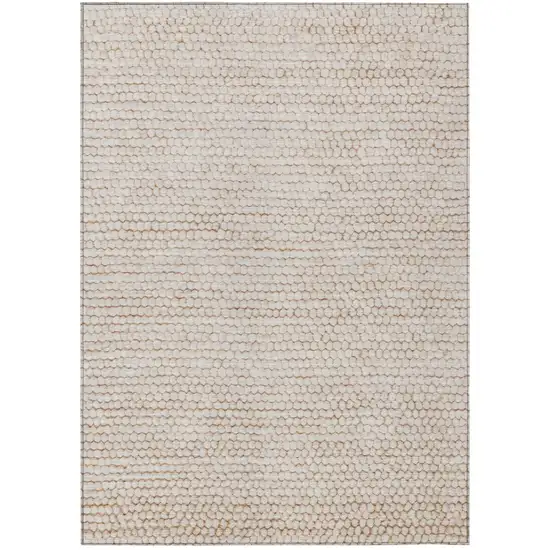 Ivory And Linen Striped Washable Indoor Outdoor Area Rug Photo 2