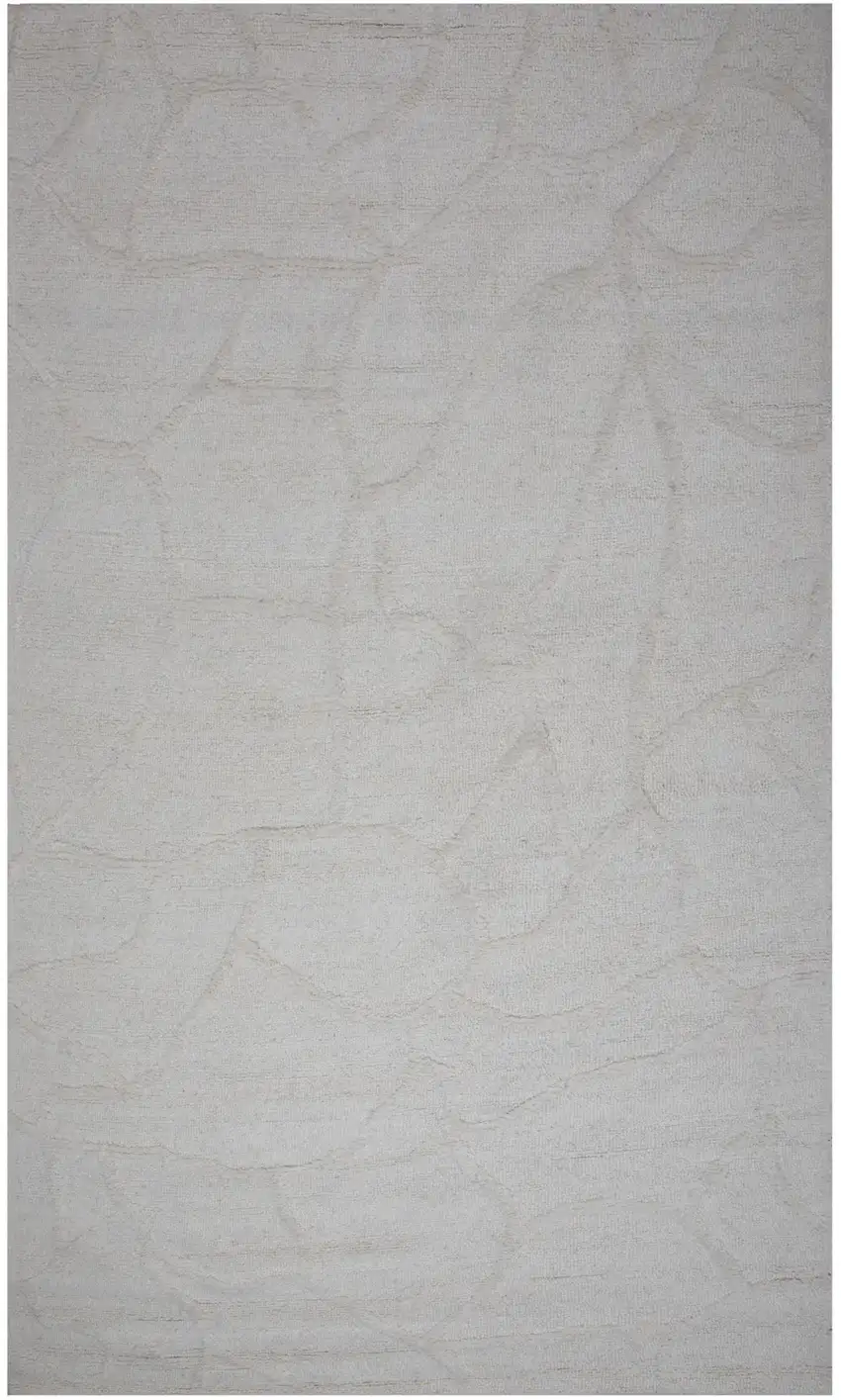 Ivory And Natural Wool Abstract Hand Tufted Area Rug Photo 2