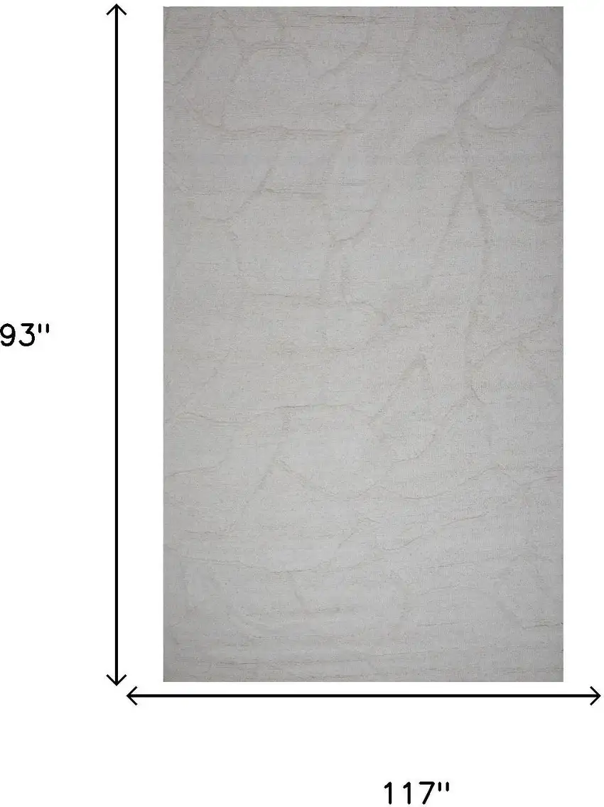 Ivory And Natural Wool Abstract Hand Tufted Area Rug Photo 5