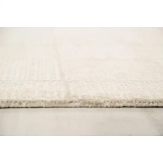 Ivory And Natural Wool Checkered Hand Tufted Area Rug Photo 5