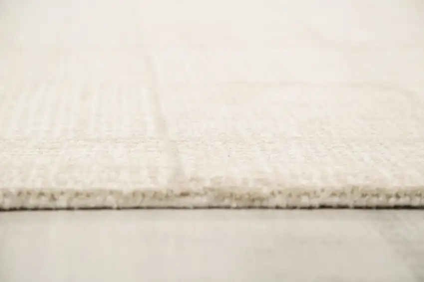 Ivory And Natural Wool Checkered Hand Tufted Area Rug Photo 5