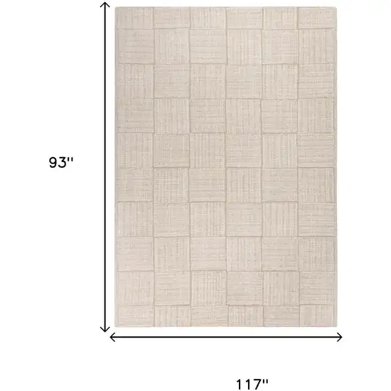 Ivory And Natural Wool Checkered Hand Tufted Area Rug Photo 6