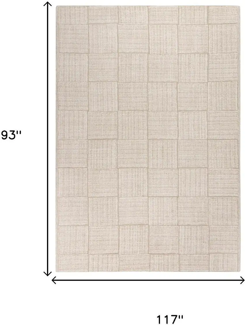 Ivory And Natural Wool Checkered Hand Tufted Area Rug Photo 6
