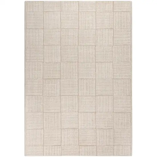 Ivory And Natural Wool Checkered Hand Tufted Area Rug Photo 1