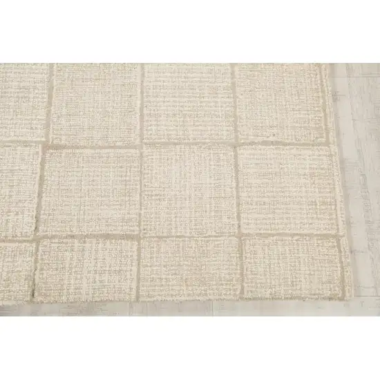 Ivory And Natural Wool Checkered Hand Tufted Area Rug Photo 4