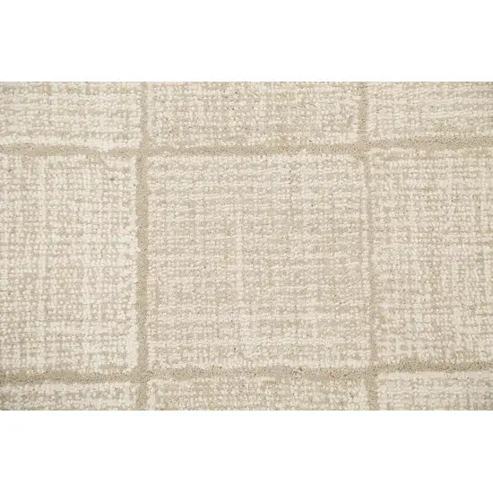 Ivory And Natural Wool Checkered Hand Tufted Area Rug Photo 3