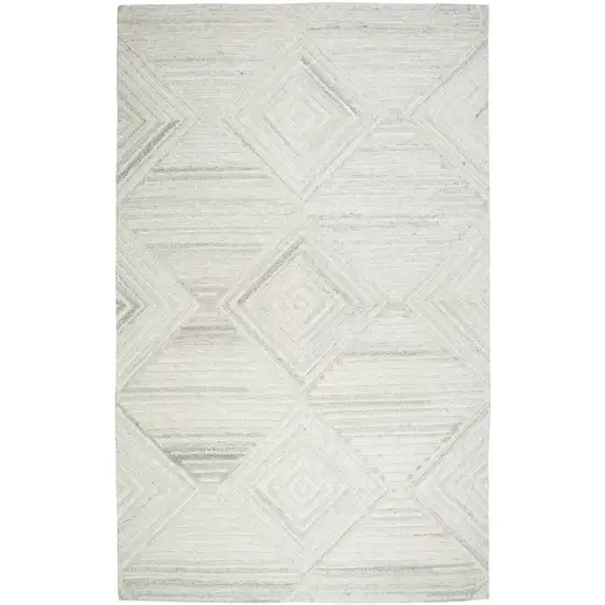 Ivory And Natural Wool Diamond Hand Tufted Area Rug Photo 1