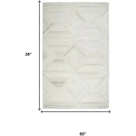 Ivory And Natural Wool Diamond Hand Tufted Area Rug Photo 5