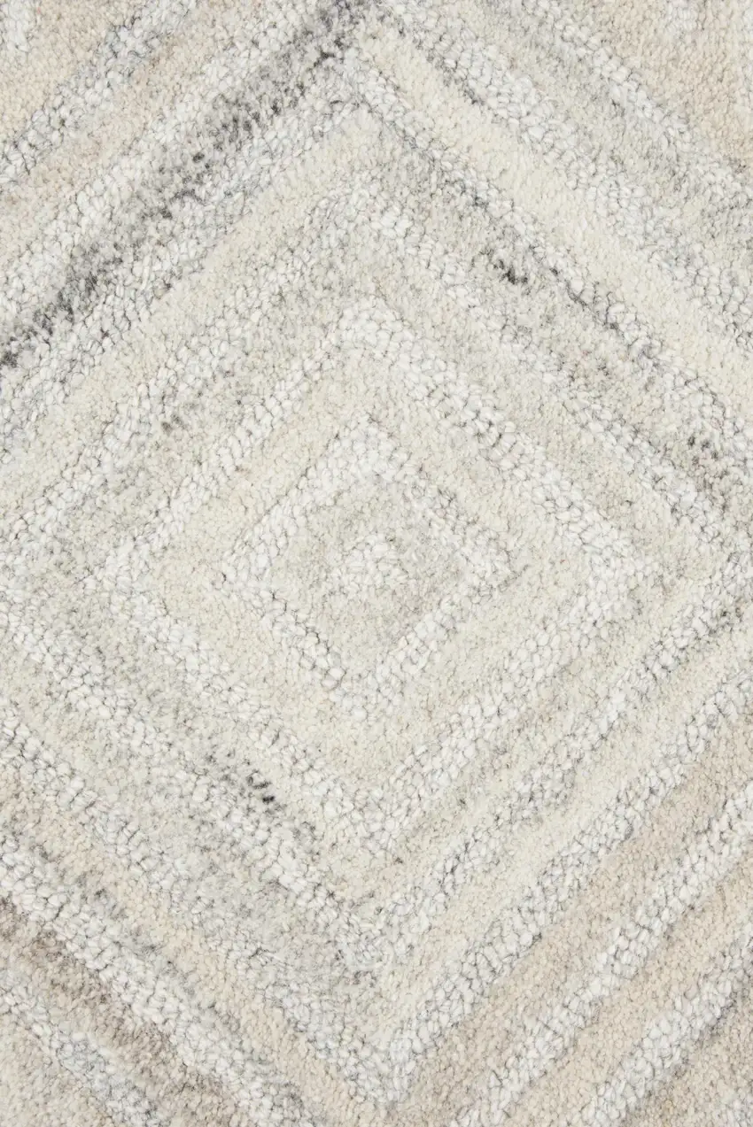 Ivory And Natural Wool Diamond Hand Tufted Area Rug Photo 3