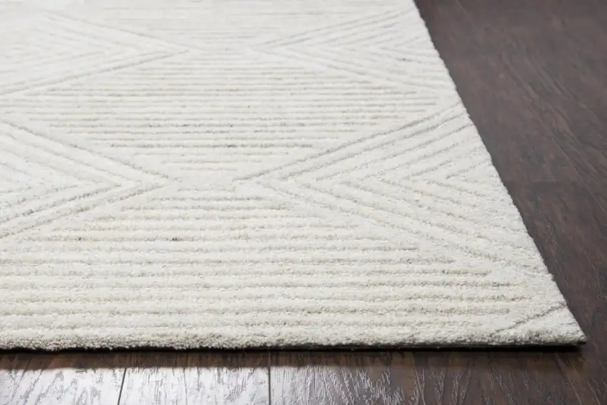 Ivory And Natural Wool Diamond Hand Tufted Area Rug Photo 2