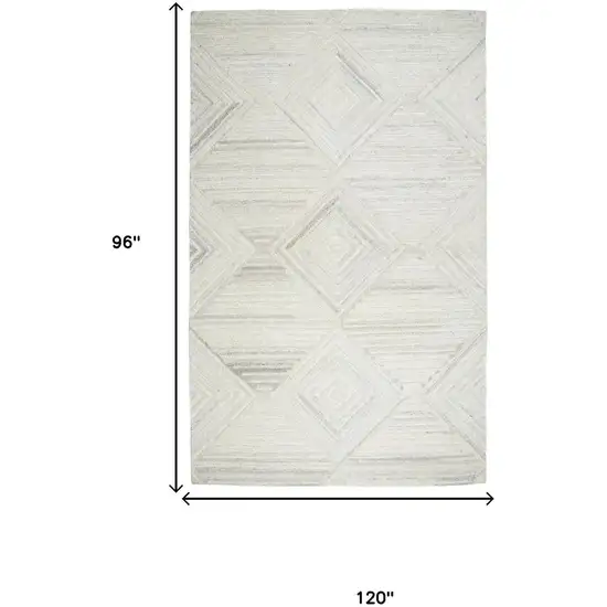 Ivory And Natural Wool Diamond Hand Tufted Area Rug Photo 5