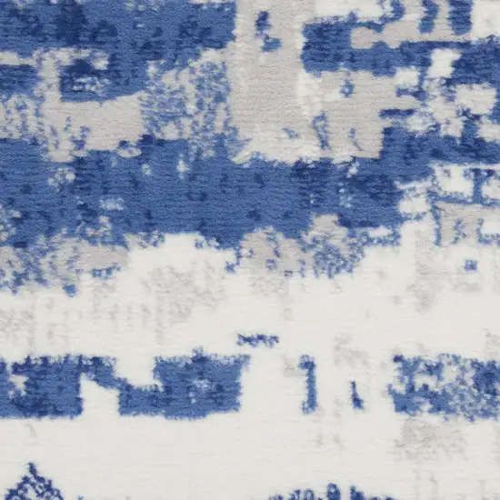 Ivory And Navy Blue Abstract Area Rug Photo 8