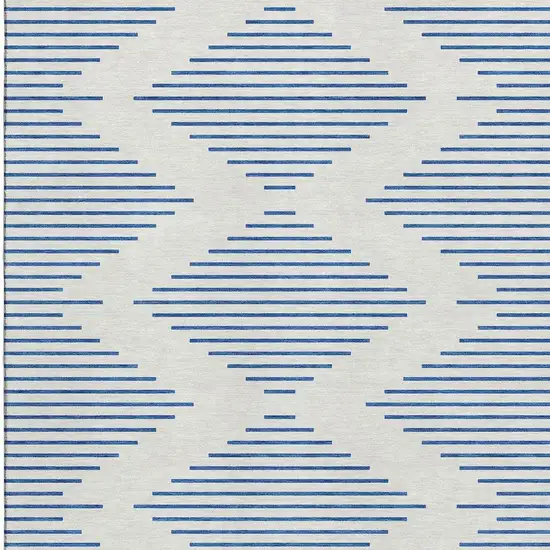 Ivory And Navy Blue Geometric Washable Area Rug With UV Protection Photo 2