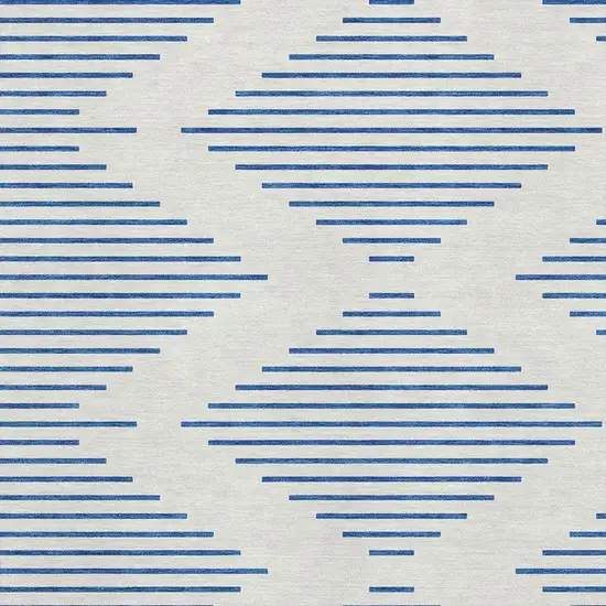 Ivory And Navy Blue Geometric Washable Area Rug With UV Protection Photo 2