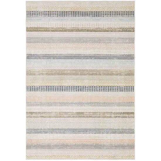 Ivory And Navy Blue Striped Area Rug Photo 2