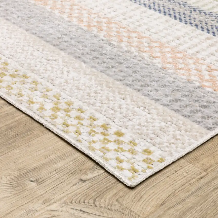 Ivory And Navy Blue Striped Area Rug Photo 7