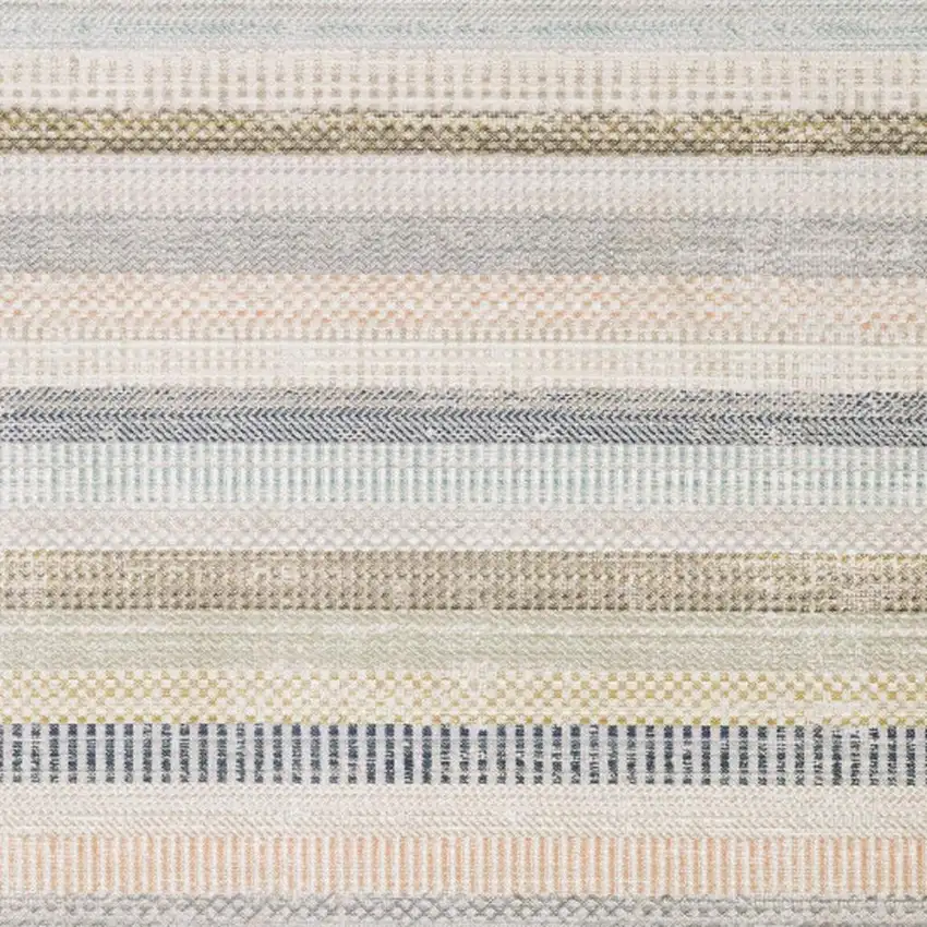 Ivory And Navy Blue Striped Area Rug Photo 3