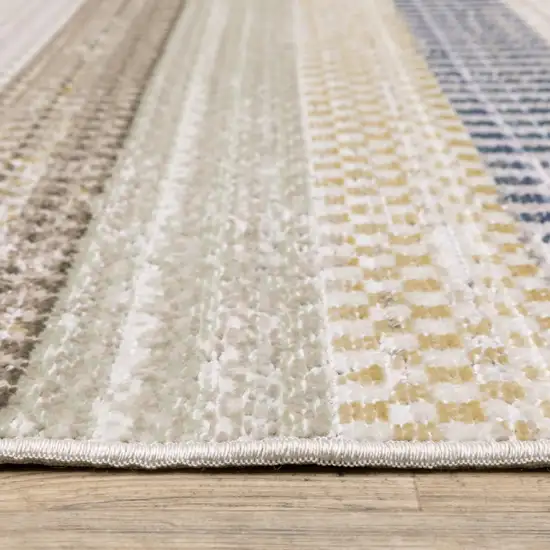 Ivory And Navy Blue Striped Area Rug Photo 9