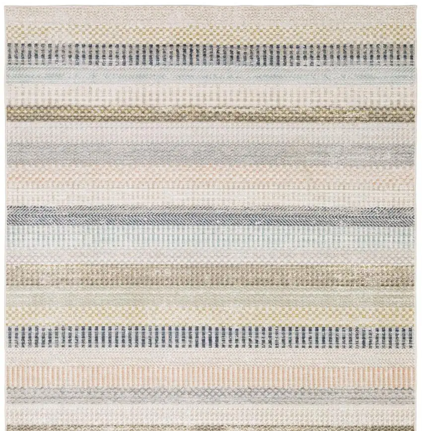 Ivory And Navy Blue Striped Area Rug Photo 4