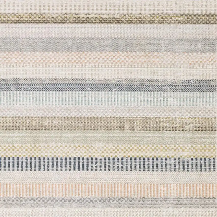 Ivory And Navy Blue Striped Area Rug Photo 3