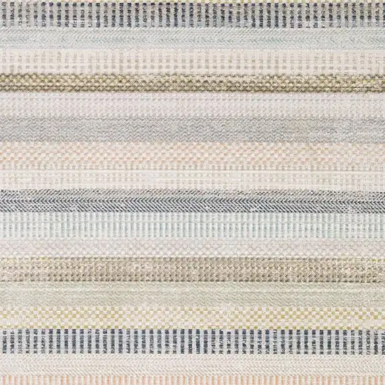 Ivory And Navy Blue Striped Area Rug Photo 3