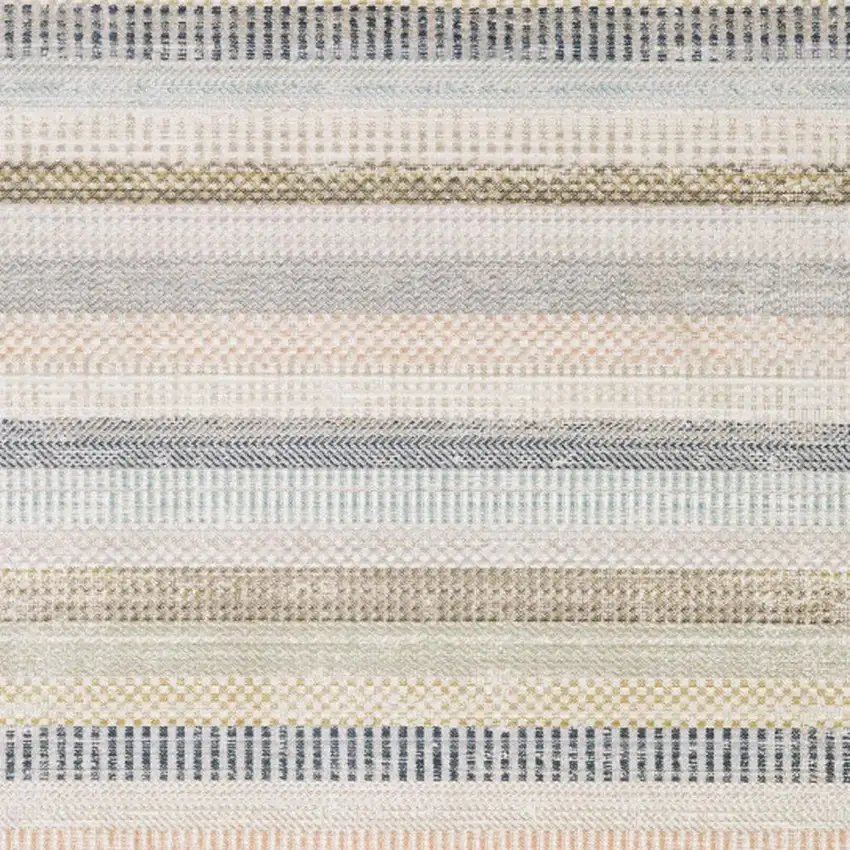 Ivory And Navy Blue Striped Area Rug Photo 3