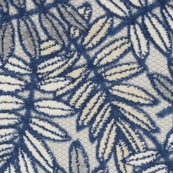 Ivory And Navy Floral Non Skid Indoor Outdoor Area Rug Photo 4