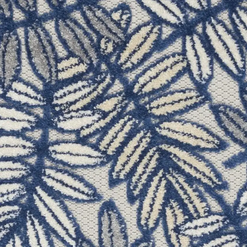 Ivory And Navy Floral Non Skid Indoor Outdoor Area Rug Photo 4