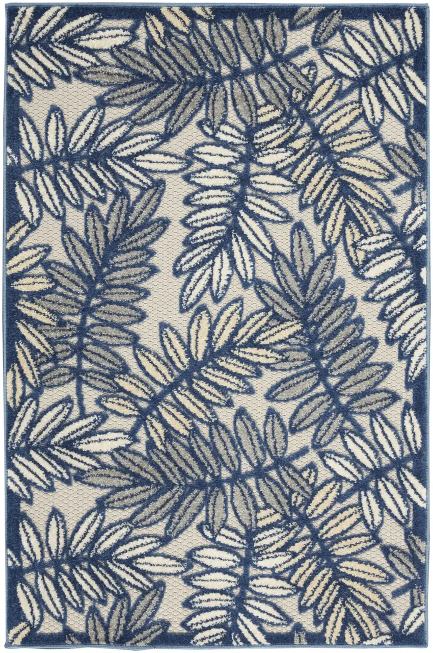 Ivory And Blue Indoor Outdoor Area Rug Photo 1