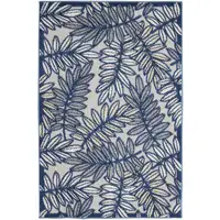 Photo of Ivory And Navy Floral Non Skid Indoor Outdoor Area Rug