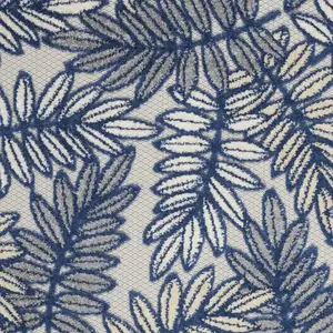 Photo of Ivory And Navy Floral Non Skid Indoor Outdoor Area Rug