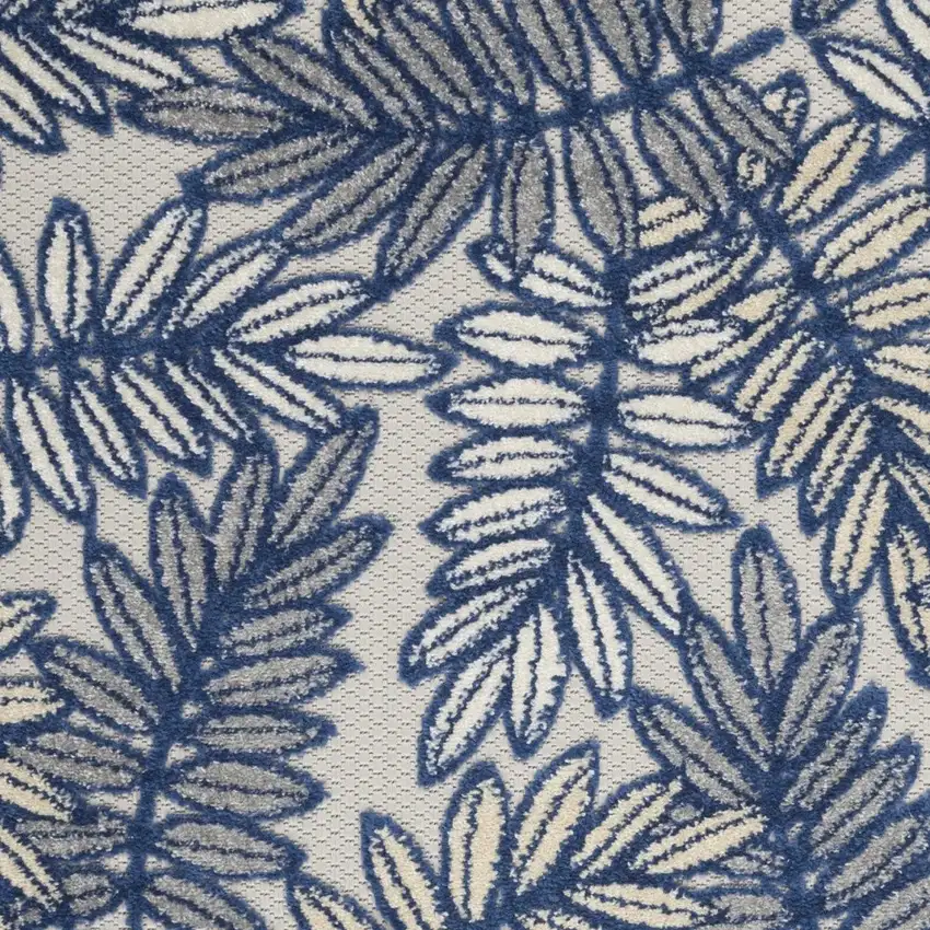 Ivory And Navy Floral Non Skid Indoor Outdoor Area Rug Photo 3