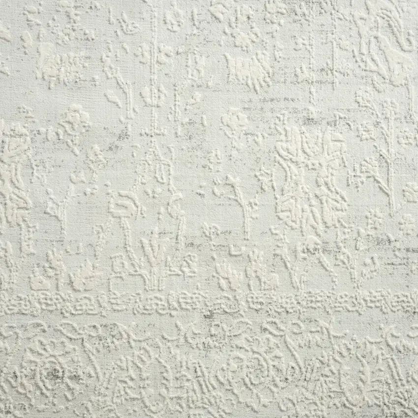 Ivory And Off White Abstract Square Rug Photo 9