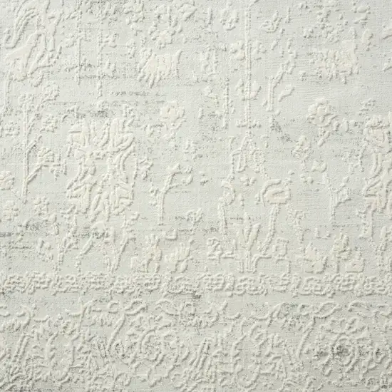 Ivory And Off White Abstract Square Rug Photo 8