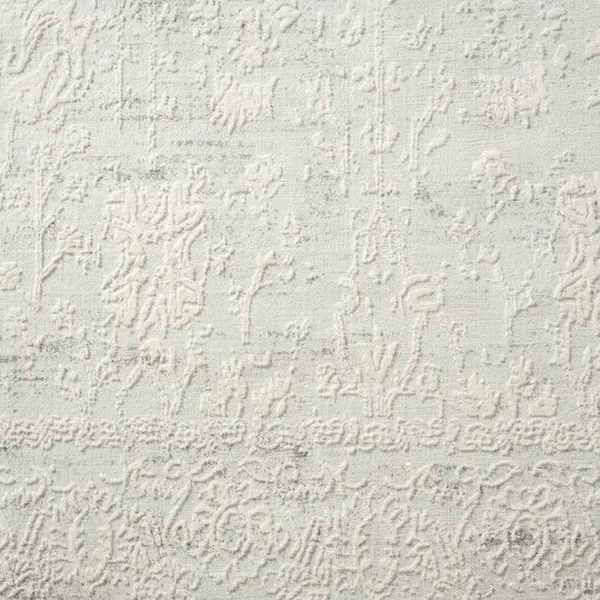 Ivory And Off White Abstract Square Rug Photo 8