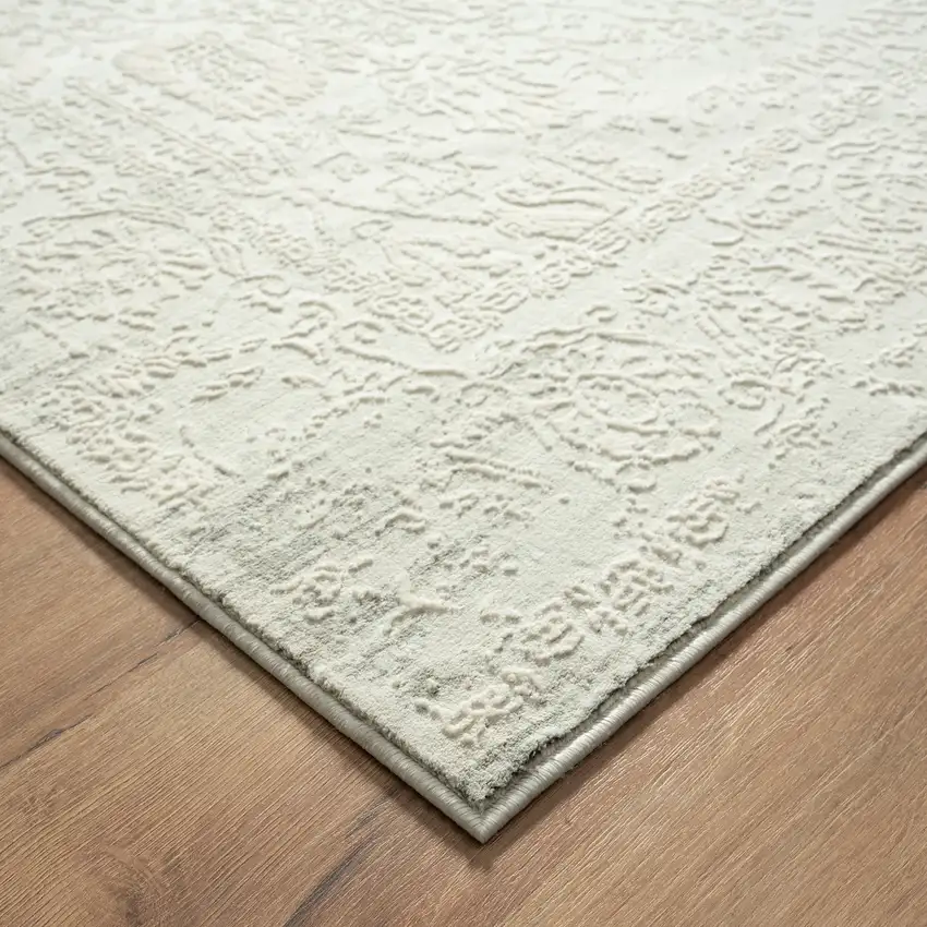 Ivory And Off White Abstract Square Rug Photo 9