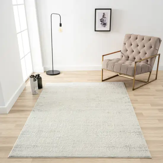 Ivory And Off White Abstract Square Rug Photo 5