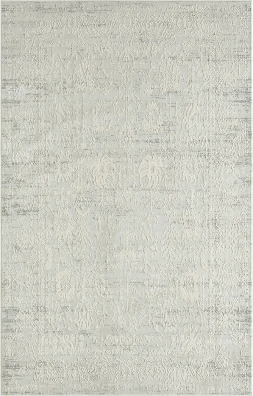 Ivory And Off White Abstract Square Rug Photo 2