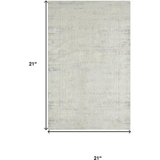 Ivory And Off White Abstract Square Rug Photo 3