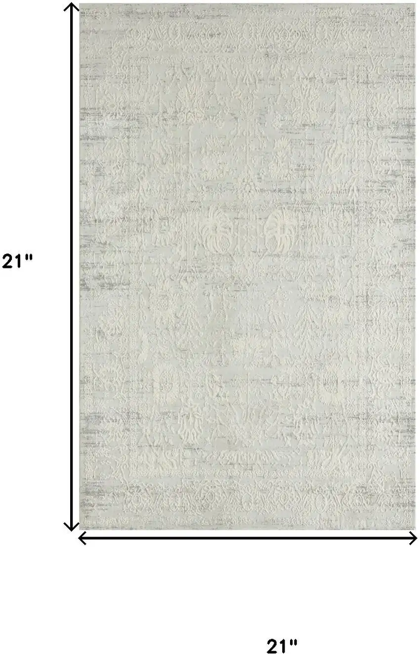 Ivory And Off White Abstract Square Rug Photo 3